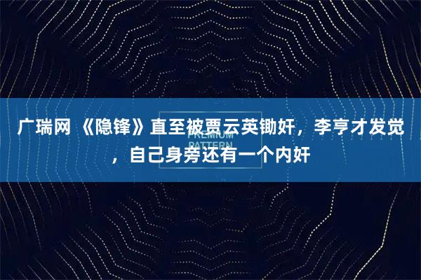 广瑞网 《隐锋》直至被贾云英锄奸，李亨才发觉，自己身旁还有一个内奸